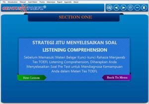 software belajar soal tes toefl Listening tiga