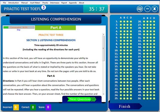 software belajar soal tes toefl tryout