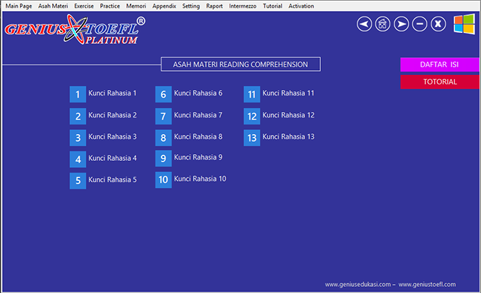 halaman asah materi reading genius toefl platinum