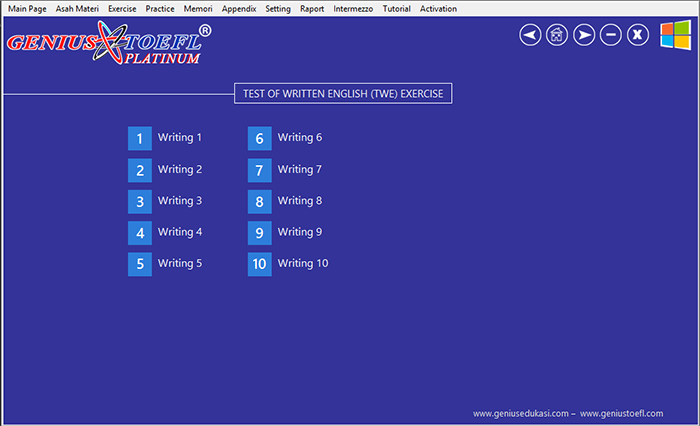 halaman exercise writing genius toefl platinum