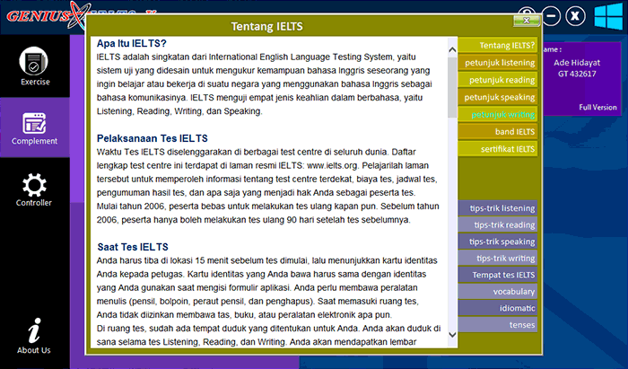 appendix informasi tentang tes ielts, band ielts, petunjuk tes, tip dan trik tes ielts, vocabulary